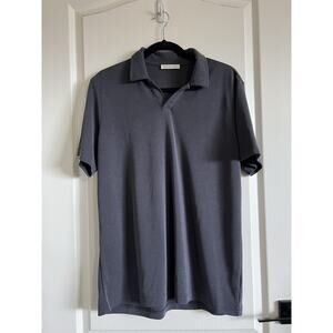 RYE 51 Mens L Short Sleeve Polo Shirt Casual Charcoal Gray Soft Viscose Blend